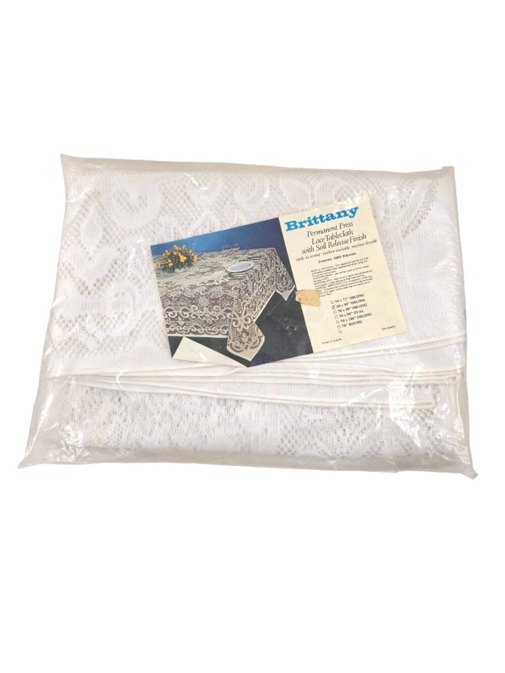 Brittany Lace Tablecloth White Permanent Press 60 x 80 Oblong Rectangle NIP